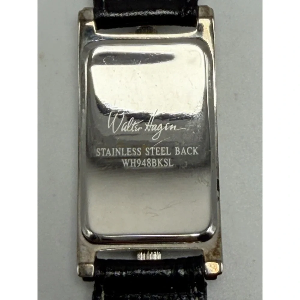 Walter Hagen WH948BKSL Dual Time New Batteries Ladies Tank Watch 23MM 7.75